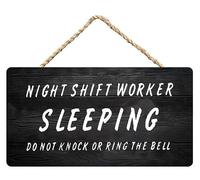 Rustic Wooden Hanging Sign Night Shift Worker Sleeping Do Not Knock Or Ring The Bell. Wall Plaque Wood Signs Family Home Porch Decor 5x10Inches
