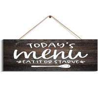 Rustic Wooden Hanging Sign Wood Plaque Today'S Menu Eat It Or Starve Kitchen Retro Hanging Wooden Plaque Decoration Farmhouse Porch Decor Vintage Wall Decor_6x16inch