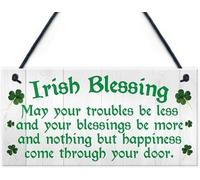 Rustic Wooden Irish Blessing Signs - Happiness & Friendship Plaque - 6x12 INCH Home Decor Gift