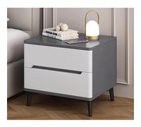 Rustic Wooden Nightstand Table with High Legs 2 Drawers & Recessed Handles Perfect for Bedroom & Living Room (45cm/18in)