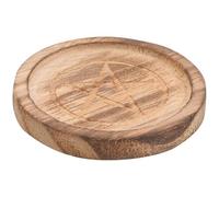 Rustic Wooden Pentagram Tea Light Candle Holder Table Altar Decor | Five-pointed Star Design, Smooth Polished Surface, Stable Tabletop Display for Votive Candles, Tarot Reading and Divination