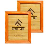 Rustic Wooden Picture Frames 8x10 - Orange - Set of 2 - Natural Eco Solid Wood and High Definition Real Glass for Wall Hanging and Tabletop Photo Frame