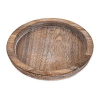 Rustic Wooden Serving Tray - Round Wood Tray for Coffee Table, Candle Holder Tray Home Decor, Small Wooden Serving Tray, Decorative Trays for Home Decor (8.07 in / 20.5 cm)