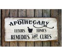 Rustic Wooden Signs Apothecary Elixers Tonics Remedies and Cures Country Farmhousevintage Sign Wall Art Decor Kitchen Cafe Pub Decor Gift 8x12 INCH