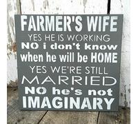 Rustic Wooden Signs Farmer's Wife Sign Farmhouse Signs Wall Art Decor Kitchen Cafe Pub Gift 12x12 INCH