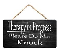 Rustic Wooden Signs for Home 15x30 CM Therapy in Progress Please Do Not Knock Wood Sign Office School Clinic Salon Session Progress Spa Wall Door Plaque Decor for Outdoor