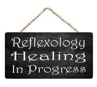 Rustic Wooden Signs for Home Reflexology Healing Progress Wood Sign Office School Clinic Salon Session Progress Spa Wall Door Plaque Decor for Outdoor 8x12 inch