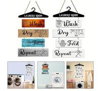 Rustic Wooden Signs for Laundry Room 5 Piece Wall Decor Set with Fun Rules for Decor and Style (B)