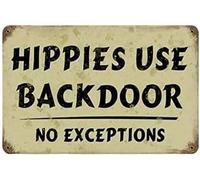 Rustic Wooden Signs Hippies Use Backdoor No Exceptions Sign Wall Art Decor Kitchen Cafe Pub Decor Gift 8x12 INCH