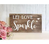 Rustic Wooden Signs Let Love Sparkle Sign - Sparkler Send Sign Wall Art Decor Kitchen Cafe Pub Gift 8x12 INCH