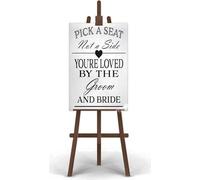 Rustic Wooden Signs Pick a Seat Not A Side Sign You Are Loved by the Groom and Bride, Wedding Signs Wall Art Decor Kitchen Cafe Pub Decor Gift 18x12 INCH