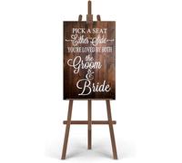 Rustic Wooden Signs Pick a Seat Not A Side Sign You Are Loved by the Groom and Bride, Wedding Signs Wall Art Decor Kitchen Cafe Pub Decor Gift 16x12 INCH