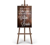 Rustic Wooden Signs Pick a Seat Not A Side Sign You Are Loved by the Groom and Bride, Wedding Signs Wall Art Decor Kitchen Cafe Pub Decor Gift 18x12 INCH