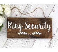 Rustic Wooden Signs Ring Security Wood Sign Wedding Quotes Hand Painted Sign Wood Hanging Plaque Wedding Sign Wall Art Decor Kitchen Cafe Pub Decor Gift 8x12 INCH