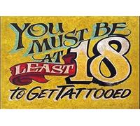 Rustic Wooden Signs Vintage Tattoo Shop Policy Print. You Must be at Least 18 to get Tattooed. Make Great Tattoo Shop Sign Wall Art Decor Kitchen Cafe Pub Gift 8x12 INCH