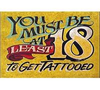 Rustic Wooden Signs Vintage Tattoo Shop Policy Print. You Must be at Least 18 to get Tattooed. Make Great Tattoo Shop Sign Wall Art Decor Kitchen Cafe Pub Decor Gift 8x12 INCH