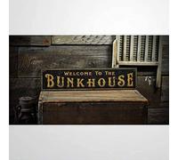 Rustic Wooden Signs Welcome to The Bunkhouse Sign Bunkhouse Decor Cabin Sign Wall Art Decor Kitchen Cafe Pub Gift 4x16 INCH