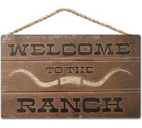 Rustic Wooden Signs Welcome to The Ranch Sign Wall Art Decor Kitchen Cafe Pub Gift 8x12 INCH