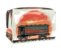 Rustic Wooden Vintage Train Cosmetic Bag for Women, Travel Toiletries Bags Large PVC Makeup Handy Pouch Organiser with Zipper