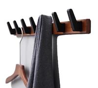 Rustic Wooden Wall Coat Rack with 6 Hooks Decorative Entryway Hooks for Coats Hats Bags Wallets & Towels (Color: Black)