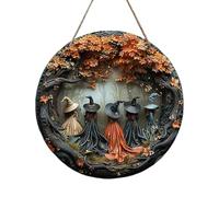 Rustic Wooden Witch Door Plaques - Spooky Halloween Witch Theme Decor | Fall & Halloween Front Door Signs, Indoor Wall Decor for Living Room, Farmhouse Room Accent