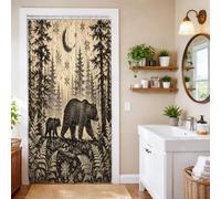 Rustic Woodland Bear Forest Scene Winter Shower Curtain 36x72 Inch