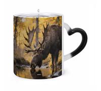 Rustic Woodland Deer Mug 11 Oz Heat Sensitive Color Changing Cups Ceramic Discoloration Mugs Funny Morphing Mugs Creative Magic Mug Novelty Modern Coffee Cup for Men Women