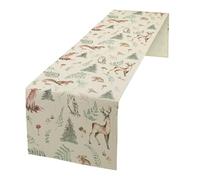 Rustic Woodland Table Runner - Cute Forest Animals, Country Lodge Cabin Style, Wild Animal Bear Deer Fox Wolf Set, 13x70 Inch