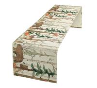 Rustic Woodland Table Runner, Farmhouse Forest Animals Country Lodge Wild Hunt Fox Deer Rabbits Bear for Home Kitchen Dining Holiday Party Indoor Table Decorations 13x70 Inch
