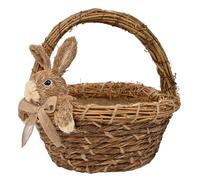 Rustic Woven Bunny Basket - Eggs-traordinary Gift Co. Spring Basket with Bunny Character | Decorative Easter Homeware for Gifting, Display & Farmhouse Decor - H: 26 x W: 27cm