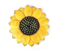 Rustic Wrought Iron Sunflower Wall Hanging Ornament 34x34cm, Metal Flower Wall Art for Home, Garden, Patio, Balcony or Hotel Indoor and Outdoor Decor(yellow)