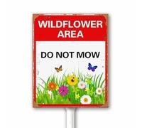 Rustic Yard Sign 20X30 CM "Wildflower Area Do Not Mow" No Mow May Yard Sign, Lawnmower Signs, No Mowing Sign Spring & Summer Lawn Garden Patio Decor Sign, Sturdy Aluminum Yard Signs Rust Free