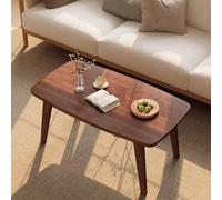 RusticBambooCoffeeTableStylishWalnutFinishCenterTablewithStorageShelfforLivingRoomModernWoodenFurniturePerfectforSmallApartments