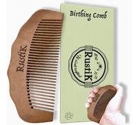 RustiK Wavy Wooden Labour Comb, Ergonomic Birthing Comb for Labour Pain Relief, Splinter Free Pear Wood Acupressure Comb, Pregnancy, Hospital Bag, Home Birth & Hypnobirthing Essential