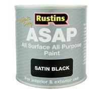 Rustins ASAP All Purpose Surface Interior Exterior Satin Paint 500ml - Black