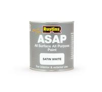 RUSTINS ASAP Quick Dry All Surface All Purpose Paint - Water-Based Satin Paint for Wood, Metal, UPVC, Plastic, Tiles, Stone & Brick - Interior & Exterior Paint- White 1L
