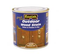 Rustins ESMO500 Quick Dry Exterior Woodstain Satin Medium Oak 500Ml