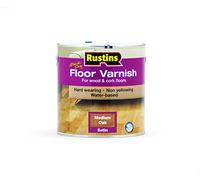 Rustins Floor Varnish Medium Oak 2.5L Satin- Fast-Drying Floor Protection for Interior Wood - Easy Application with Tough, Long-Lasting Clear Finish