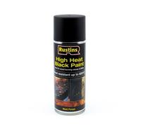 Rustins High Heat Black Spray Paint - Fast-Dry Matte, Withstands up to 600°C - 400 ml (Pack of 1)