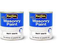 RUSTINS Masonry Paint Matt White 250ml (Pack of 2)