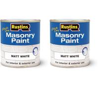 RUSTINS Masonry Paint, White, 500 ml (Pack of 2)