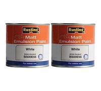 RUSTINS Matt Emulsion Paint, White, 250 ml (Pack of 2)