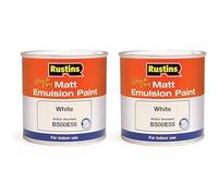 RUSTINS Matt Emulsion Paint White 500ml (Pack of 2)