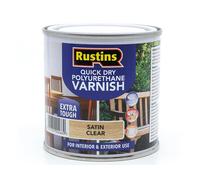 Rustins Varnish Quick Dry Poly - Water-Based Tough Clear Finish for Interior Wood - Satin 250ml
