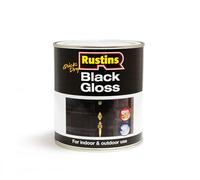 RUSTINS Quick Dry Black Gloss Paint 1L-Fast-Drying Water-Based Coating for Wood and Metal; Durable Hard-Wearing Finish with Smooth Gloss Shine; Low Odour Sustainable Solution for Home and Trade Use
