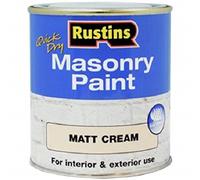 Rustins Quick Dry Masonry Paint Black Cream Red White 250ML 500ML