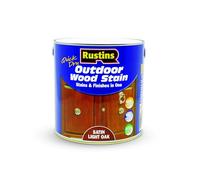 Rustins Quick Dry Outdoor Wood Satin Satin Light Oak 2.5ltrl- Durable and Weather-Resistant Finish, Fast Drying, Vibrant Color for Decks, Fences, & Furniture, Available in Many Wood Shades