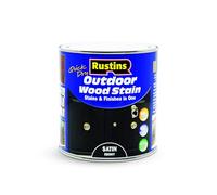 Rustins Quick Dry Outdoor Wood Stain Ebony 1ltr - Durable and Weather-Resistant Finish, Fast Drying, Vibrant Color for Decks, Fences, & Furniture, Available in Many Wood Shades