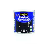 Rustins Quick Dry Outdoor Wood Stain Ebony 250ml- Durable and Weather-Resistant Finish, Fast Drying, Vibrant Color for Decks, Fences, & Furniture, Available in Many Wood Shades