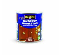 Rustins Quick Dry Outdoor Wood Stain Satin Light Oak 1ltr - Durable and Weather-Resistant Finish, Fast Drying, Vibrant Color for Decks, Fences